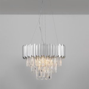 Lampadario contemporana cristalli cromo per salotto 50cm